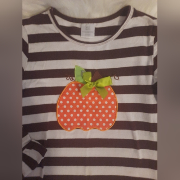 Girls Fall/Thanksgiving Dress with Pumpkin Apilque Ruffle Trim Size:XXL - Picture 2 of 10